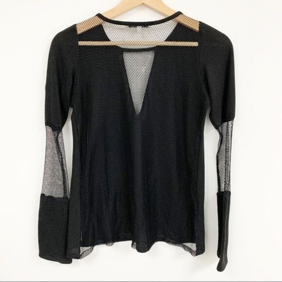 Alexis black mesh net sweater long sleeve sweater Sz XS - Picture 9 of 9